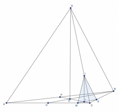 Сторона основания правильной треугольной пирамиды SABC имеет длину 7√3.Высота пирамиды равна 7. На с