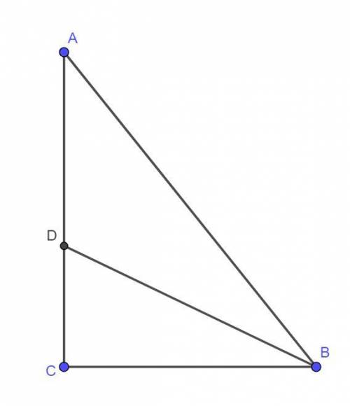 . биссектриса острого угла прямоугольного треугольника АВС делит катет на отрезки равные 10см и 26 с