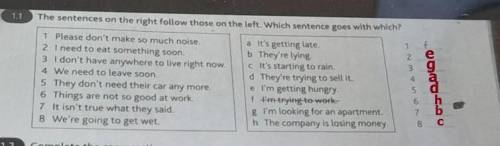 1.7 The sentences on the right follow those on the left. Which sentence goes with which? 1 + 1. Plea