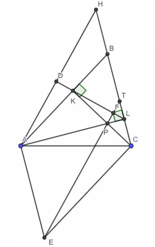 В остроугольном треугольнике ABC сторона АВ = 8, ВС = 6. Высоты AL и СК пересекаются в точке Р. Чере