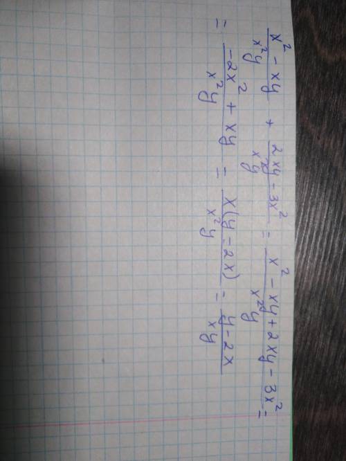 Подайте у вигляді дробу вираз: 1) x²-xy/x²y + 2xy-3x²/x²y