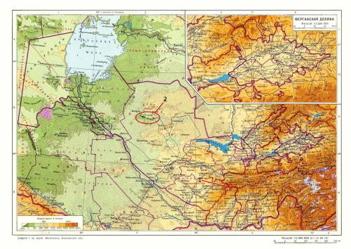 Найдите на физической карте Узбекистана в атласе пик хазрет султан и впадины мингбулак