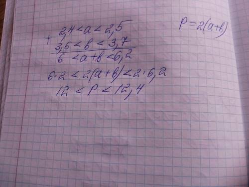 ів відомо що а і в - сторони паралелограма і 2,4<а<2,5 ;3,6<в<3,7. Оцінити периметр дано