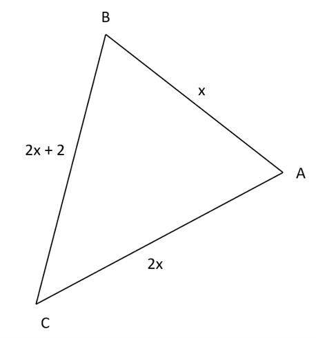 сторона AC трикутника ABC у два рази більша за сторону AB і на 2 см менша, ніж сторона BC. Знайди ст