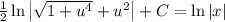 \frac{1}{2}\ln\left|\sqrt{1+u^4}+u^2\right|+C=\ln|x|