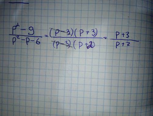 Сократите дробь p^2 - 9/p^2 - p - 6