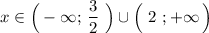 x\in \Big(-\infty ;\, \dfrac{3}{2}\ \Big)\cup \Big(\ 2\ ;+\infty \, \Big)