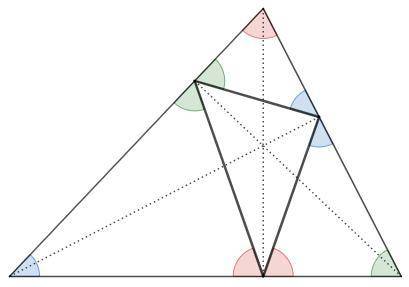 AK, BM, CP – высоты равнобедренного треугольника ABC. Площадь треугольника KPM равна 12, cos ∠ABC =