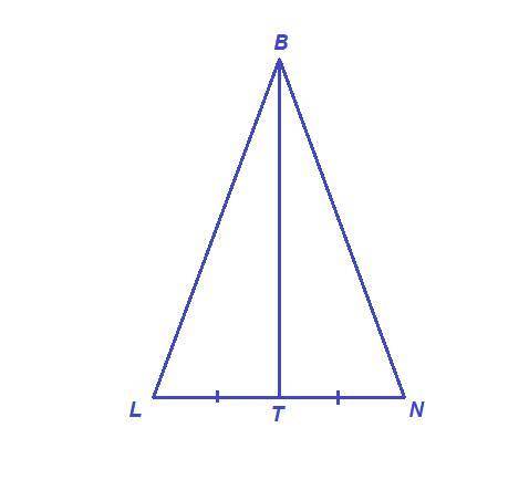 ВТ -медиана равнобедренного треугольника LBN.LN-основание .Периметр треугольнике LBN равен 50 м,а пе