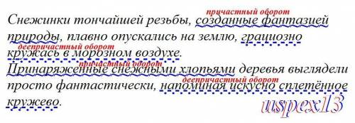 Составить два предложения, включив в каждое причастный и деепричастный обороты