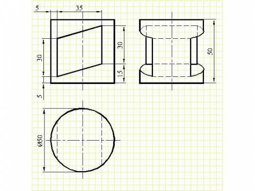 Черчение Сечение поверхности и плоскости нужно сделать 3 проекцию, показать вырез