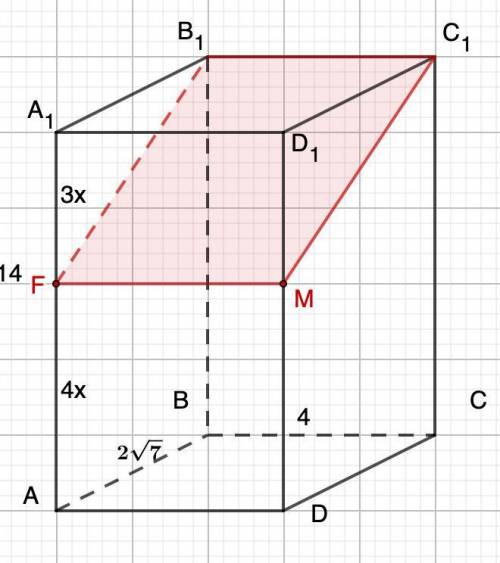 Дан прямоугольный параллелепипед ABCDA1B1C1D1 . На ребре АА1 отмечена точка F таким образом, что А1F