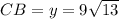 CB=y= 9\sqrt{13}