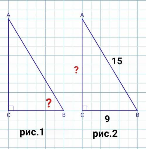 , 1. В прямоугольном треугольнике ABC угол С прямой, катеты равны 9 см и 12 см. Найдите косинус и си