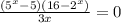 \frac{ (5^x-5)(16-2^x)}{3x}=0