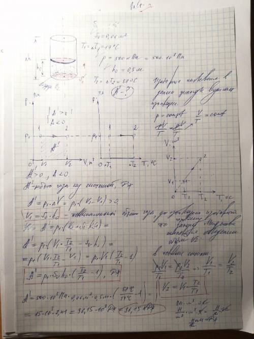 Очень !! В цилиндре площадь основания которого равна 0,06м^2 находиться воздух при температуре 17С п