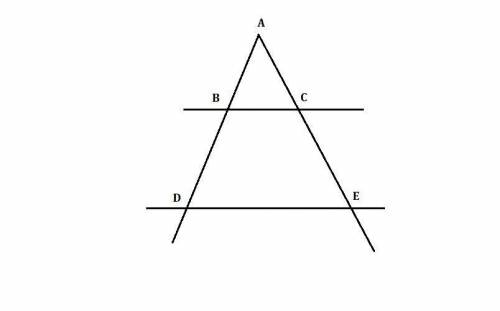 Сторони кута А перетнуті паралельними прямими BC і DE ( точки B і D розміщено на одній стороні кута