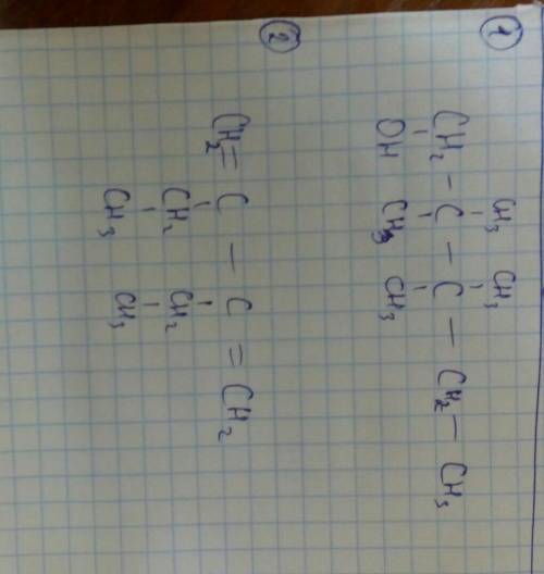 Написать формулы 1) 2,2, 3,3 - тетраметил пентанол 1 2)2,3 - диэтил бутандиол -1,4