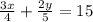  \frac{3x}{4} + \frac{2y}{5} = 15