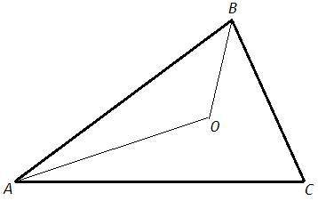 Биссектрисы внутренних углов треугольника авс при вершинах а и в пересекаются в точке о.докажите,что