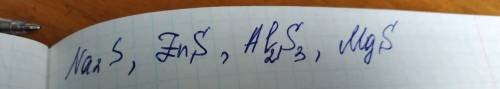 Напишите формулы соединений серы с металлами: натрий, цинк, алюминий, магний, учитывая, чтт степень 