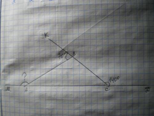 Втреугольнике abc внешний угол при вершине в равен 70°, внешний угол при вершине с равен 140°. найди