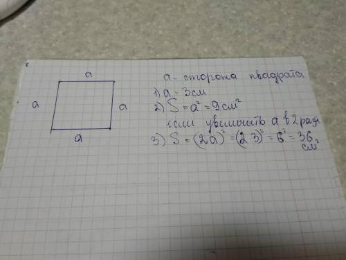 Начертите квадрат со стороной 3 см найди его площадь во сколько раз увеличится площадь квадрата если