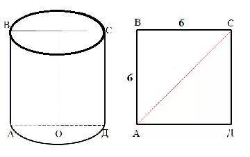 Осевое сечение цилиндра квадрат со стороной равной 6 см. найдите объем цилиндра. (если можно, то с р
