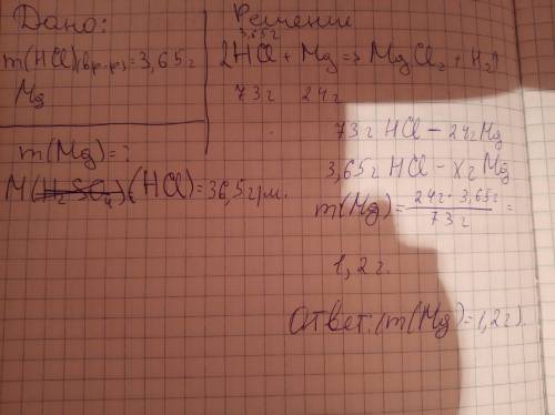 Решите данную . рассчитайте, сколько грамм магния может растворится в растворе соляной кислоты, соде