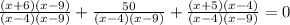 \frac{(x+6)(x-9)}{(x-4)(x-9)} +\frac{50}{(x-4)(x-9)} +\frac{(x+5)(x-4)}{(x-4)(x-9)} =0