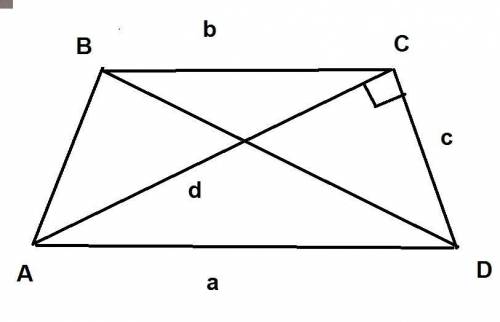Найдите диагональ равнобокой трапеции основания которой равны 20 и 12 см , а диагонали перпендикуляр