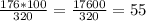 \frac{176*100}{320}=\frac{17600}{320} = 55