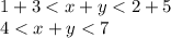 1 + 3 < x + y < 2 + 5 \\ 4 < x + y < 7