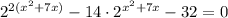 2^{2(x^{2}+7x)} - 14 \cdot2^{x^{2}+7x} - 32=0