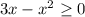 3x-x^2\geq 0