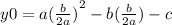 y0 = a { (\frac{b}{2a}) }^{2} - b( \frac{b}{2a} ) - c