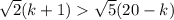 \sqrt2(k+1)\sqrt5(20-k)