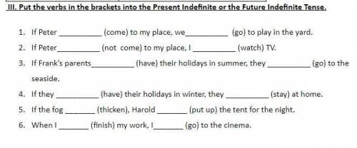 Put the verbs in the brackets into the Present Indefinite or the Future Indefinite Tense.