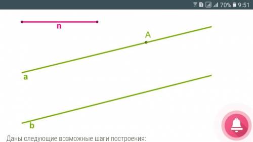 Пожайлуста с этим заданием, оно не сложное.Даны параллельные прямые a и b, точка A (на одной из прям