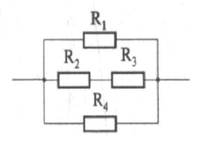 По схеме найдите: общее сопротивление проводников, если R1 = 3 Ом, R2 = 6 Ом, R3 = 2 Ом, R4 = 3 Ом,