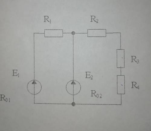 Дана сложная цепь постоянного тока. ЭДС источников соответственно равны Е1=40 В, Е2=8 В. Ихвнутренни