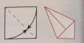 Ярина взяла квадратний аркуш паперу і склала дві його сторони до діагоналі як показано на малюнку що