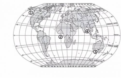 Запишите название заливов указанные под цифрами 1,2,3,4. 2. Перечислите ближайшие к обозначенным точ