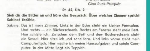 1. Wo steht ein Fernseher?2. Was steht rechts in der Ecke?3. Was steht rechts am Fenster?4. Wo steht