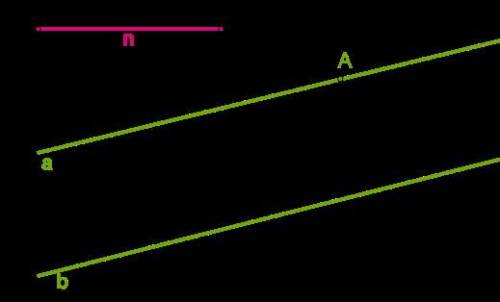 Даны параллельные прямые a и b, точка A (на одной из прямых) и отрезок n. Найди точку на другой прям