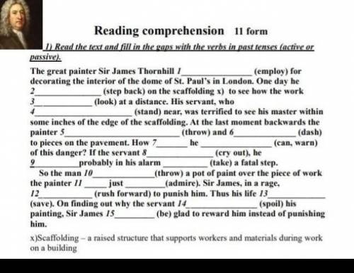 Reading comprehension 11 form1) Read the text and fill in the gaps with the verbs in past tenses (a