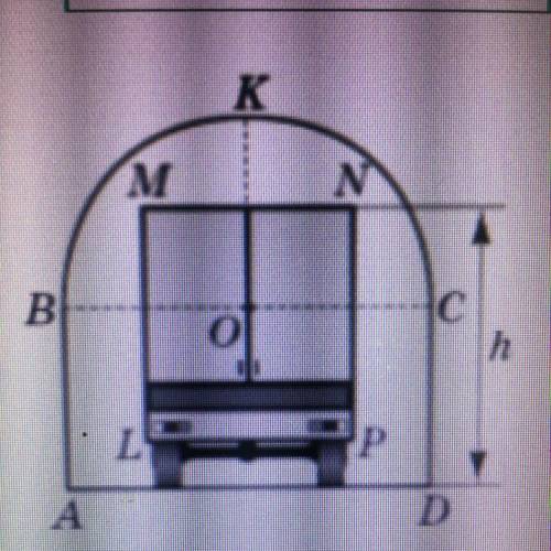 На рисунку зображено поперечний переріз аркового проїзду, верхня частина якого (дуга ВКС) має форму