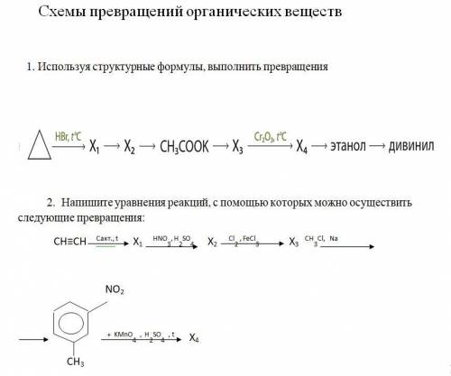 Напишите реакции, есть названия неизвестных, мне осталось только сами реакции написать