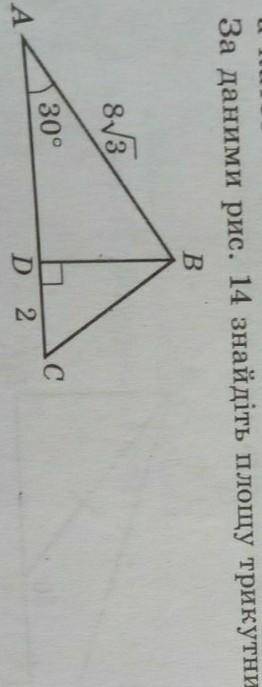 За даними знайти площу трикутника​