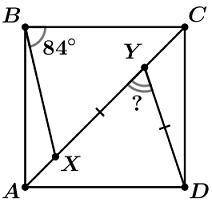 На диагонали AC квадрата ABCD выбраны точки X и Y так, что точка Y лежит на отрезке CX и XY=YD. Из